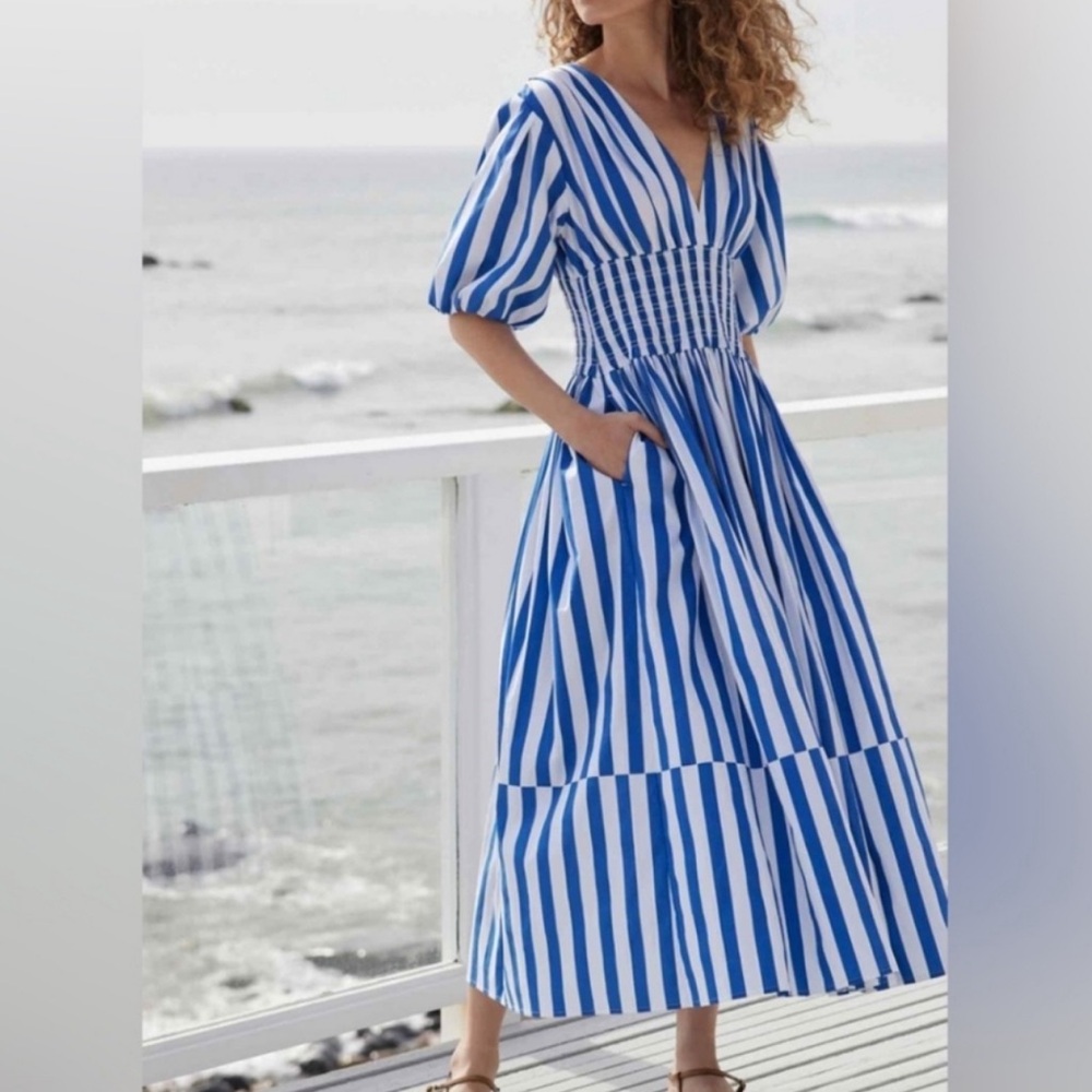 AYR The Extra Extra Blue Stripe Midi Dress